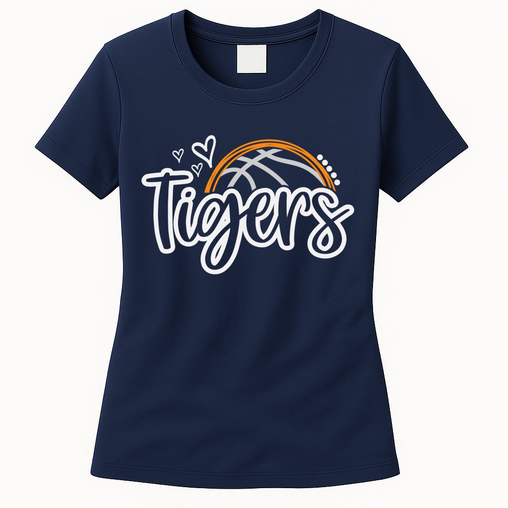 Basketball Tigers School Sports Fan Team Spirit Womens T-Shirt