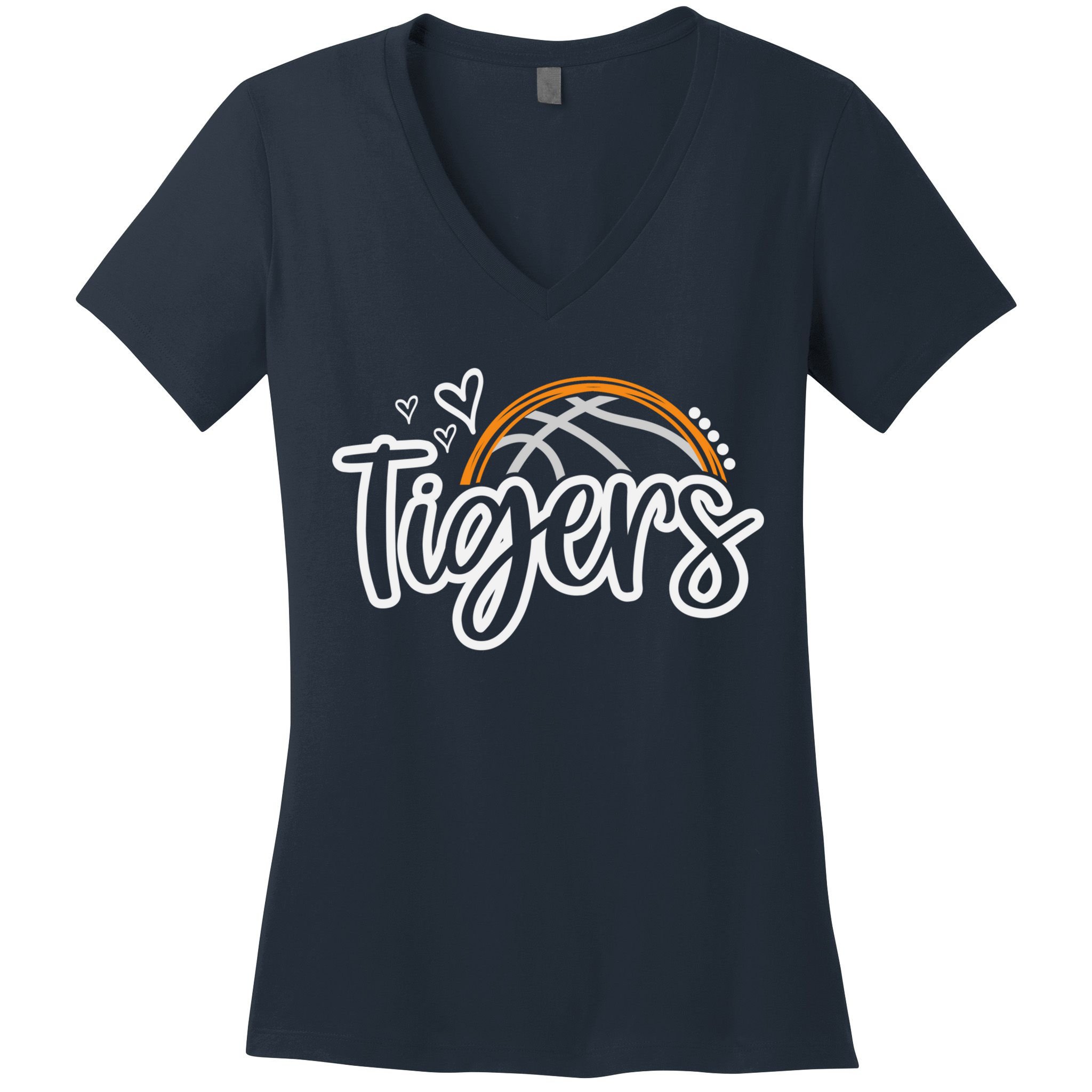 Basketball Tigers School Sports Fan Team Spirit Women's V-Neck T-Shirt