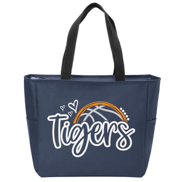 Basketball Tigers School Sports Fan Team Spirit Zip Tote Bag