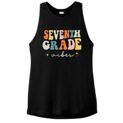 Back To School Seventh Grade Vibes Retro 7th Grade Teacher Ladies PosiCharge Tri-Blend Wicking Tank