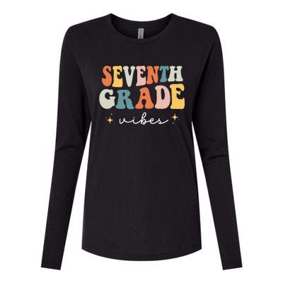 Back To School Seventh Grade Vibes Retro 7th Grade Teacher Womens Cotton Relaxed Long Sleeve T-Shirt