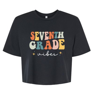 Back To School Seventh Grade Vibes Retro 7th Grade Teacher Bella+Canvas Jersey Crop Tee