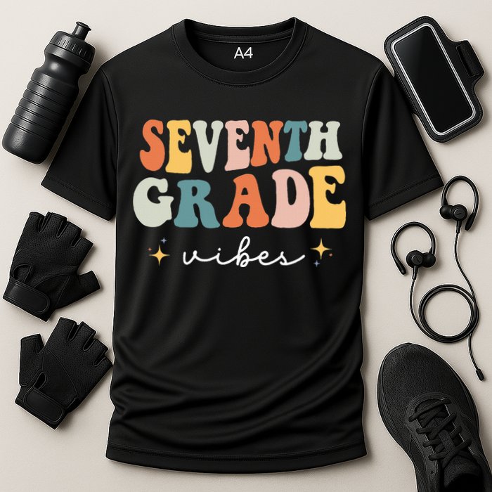 Back To School Seventh Grade Vibes Retro 7th Grade Teacher Cooling Performance Crew T-Shirt