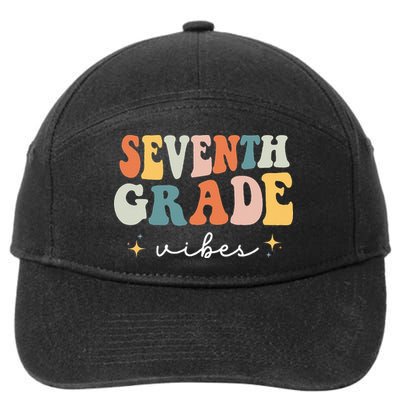 Back To School Seventh Grade Vibes Retro 7th Grade Teacher 7-Panel Snapback Hat