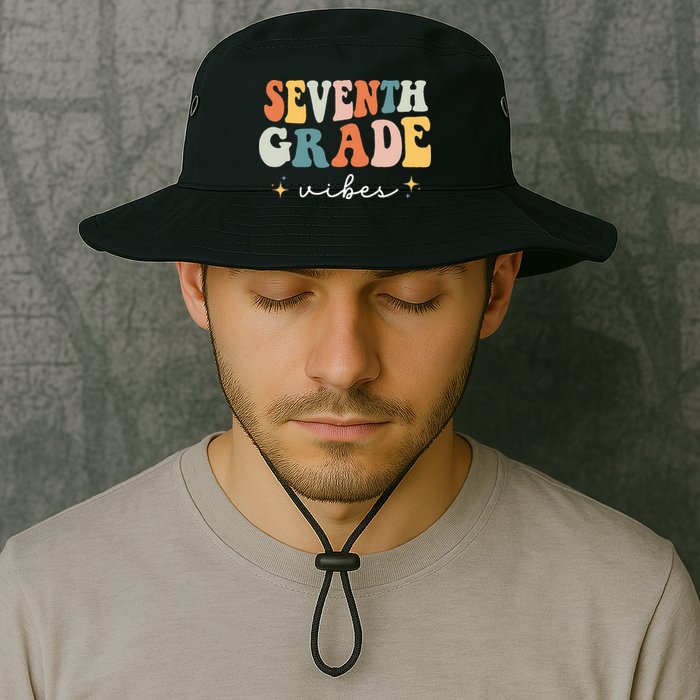 Back To School Seventh Grade Vibes Retro 7th Grade Teacher Bucket Hat