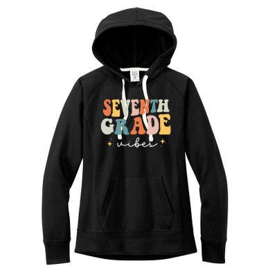 Back To School Seventh Grade Vibes Retro 7th Grade Teacher Women's Fleece Hoodie