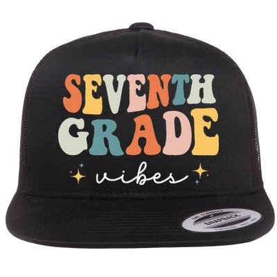 Back To School Seventh Grade Vibes Retro 7th Grade Teacher Flatbill Hat