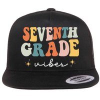 Back To School Seventh Grade Vibes Retro 7th Grade Teacher Flat Bill Trucker Hat