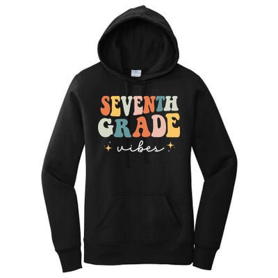 Back To School Seventh Grade Vibes Retro 7th Grade Teacher Women's Pullover Hoodie