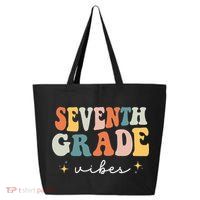 Back To School Seventh Grade Vibes Retro 7th Grade Teacher 25L Jumbo Tote
