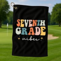 Back To School Seventh Grade Vibes Retro 7th Grade Teacher Golf Towel
