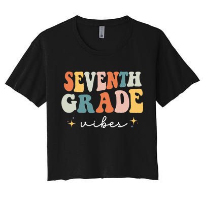 Back To School Seventh Grade Vibes Retro 7th Grade Teacher Crop Top