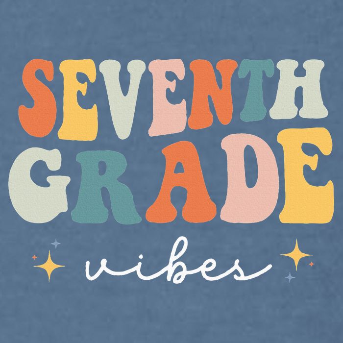 Back To School Seventh Grade Vibes Retro 7th Grade Teacher Garment-Dyed Sweatshirt
