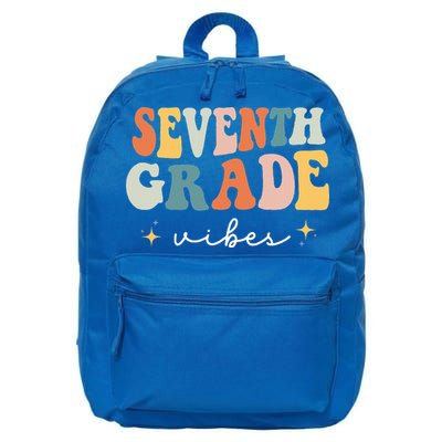 Back To School Seventh Grade Vibes Retro 7th Grade Teacher 16 in Basic Backpack