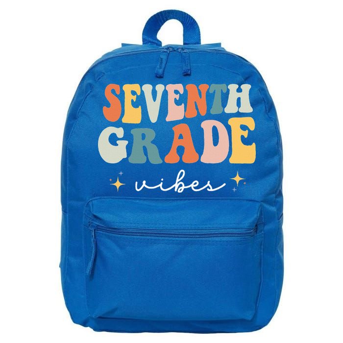 Back To School Seventh Grade Vibes Retro 7th Grade Teacher 16 in Basic Backpack