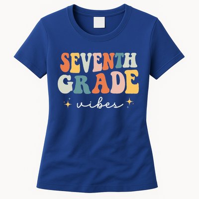 Back To School Seventh Grade Vibes Retro 7th Grade Teacher Womens T-Shirt