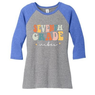 Back To School Seventh Grade Vibes Retro 7th Grade Teacher Women's Tri-Blend 3/4-Sleeve Raglan Shirt