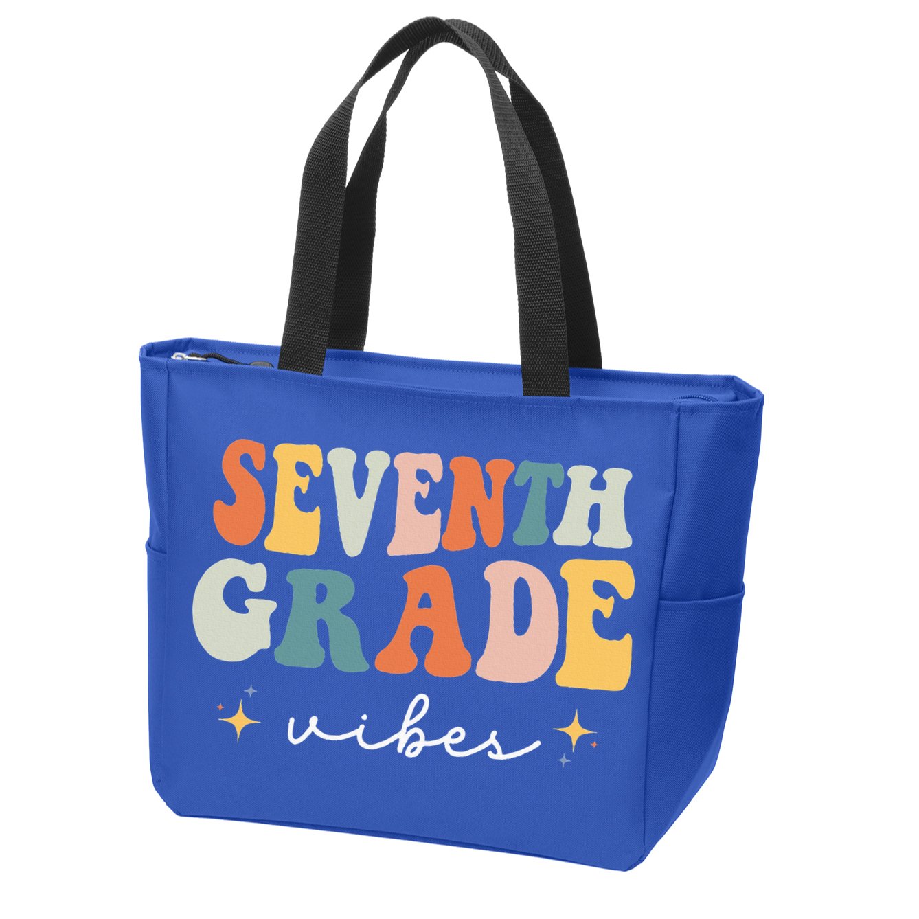 Back To School Seventh Grade Vibes Retro 7th Grade Teacher Zip Tote Bag