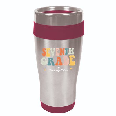 Back To School Seventh Grade Vibes Retro 7th Grade Teacher 16oz Travel Tumbler