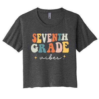 Back To School Seventh Grade Vibes Retro 7th Grade Teacher Women's Crop Top Tee