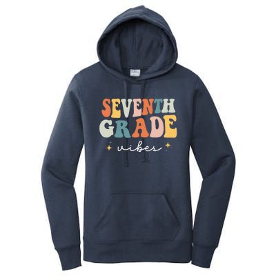 Back To School Seventh Grade Vibes Retro 7th Grade Teacher Women's Pullover Hoodie