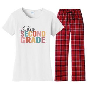 Back To School Students Teacher Oh Hey 2nd Second Grade Women's Flannel Pajama Set