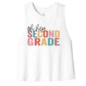 Back To School Students Teacher Oh Hey 2nd Second Grade Women's Racerback Cropped Tank