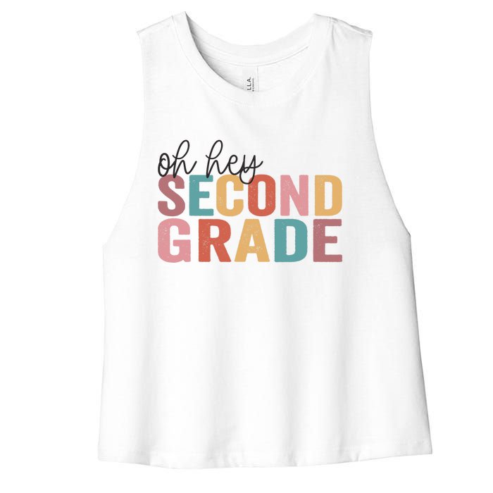 Back To School Students Teacher Oh Hey 2nd Second Grade Women's Racerback Cropped Tank