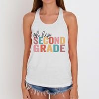 Back To School Students Teacher Oh Hey 2nd Second Grade Women's Knotted Racerback Tank