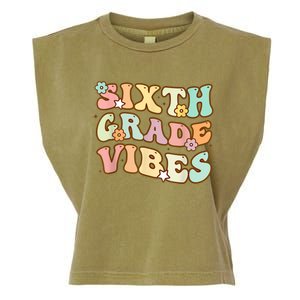 Back To School Sixth Grade Vibes Student Teacher Retro Gift Garment-Dyed Women's Muscle Tee