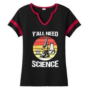 Back To School Y'all Need Science Teacher Ladies Halftime Notch Neck Tee