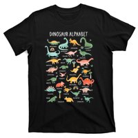 Back To School Types Of Dinosaurs Alphabet Identification T-Shirt