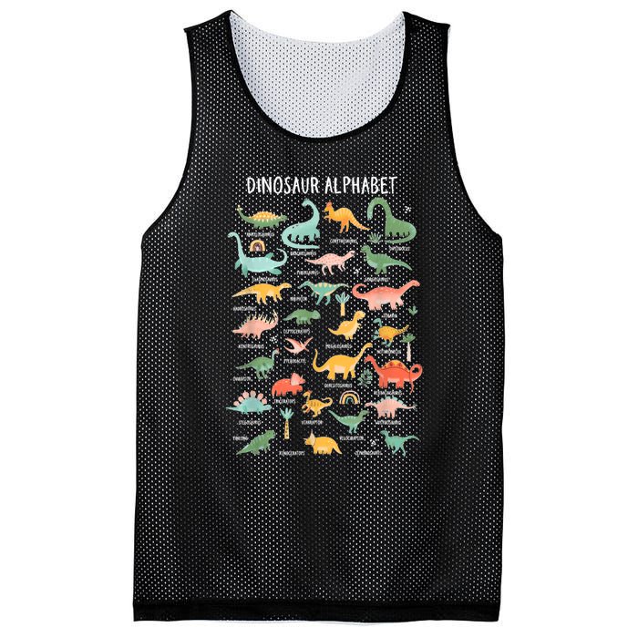 Back To School Types Of Dinosaurs Alphabet Identification Mesh Reversible Basketball Jersey Tank