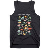 Back To School Types Of Dinosaurs Alphabet Identification Tank Top