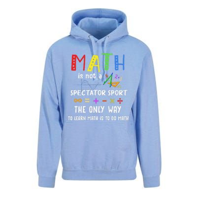 Back To School Math Is Not A Spectator Sport Math Teacher Unisex Surf Hoodie