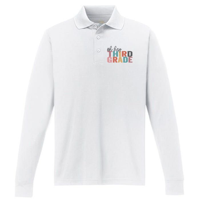 Back To School Students Teacher Oh Hey 3rd Third Grade Performance Long Sleeve Polo