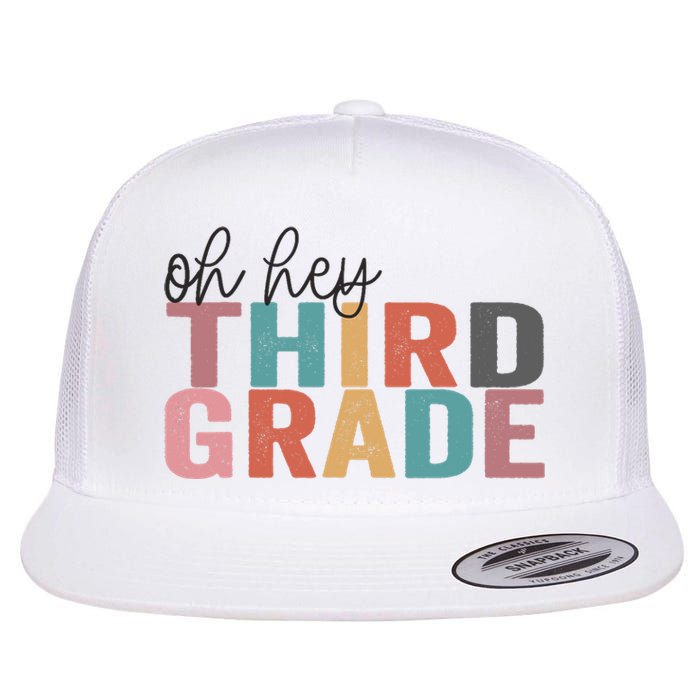 Back To School Students Teacher Oh Hey 3rd Third Grade Flat Bill Trucker Hat