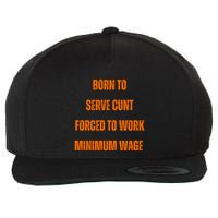 BORN TO SERVE CUNT FORCED TO WORK MINIMUM WAGE Wool Snapback Cap
