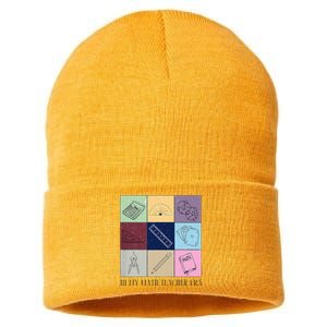 Back To School In My Math Teacher Era Retro Math Pi Day Sustainable Knit Beanie