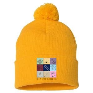 Back To School In My Math Teacher Era Retro Math Pi Day Pom Pom 12in Knit Beanie