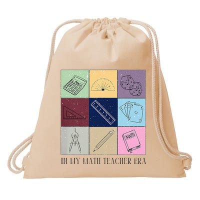 Back To School In My Math Teacher Era Retro Math Pi Day Drawstring Bag
