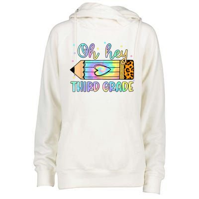 Back To School Oh Hey 3rd Grade Pencil Tie Dye Teacher Womens Funnel Neck Pullover Hood