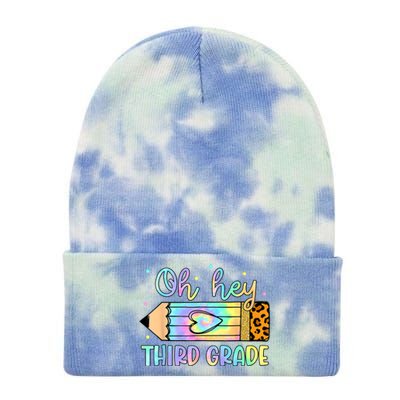 Back To School Oh Hey 3rd Grade Pencil Tie Dye Teacher Tie Dye 12in Knit Beanie