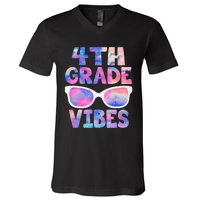 Back To School 4th Grade Vibes First Day Teacher V-Neck T-Shirt