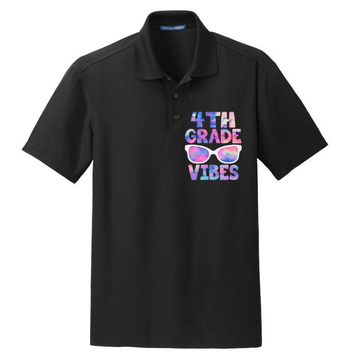 Back To School 4th Grade Vibes First Day Teacher Dry Zone Grid Polo