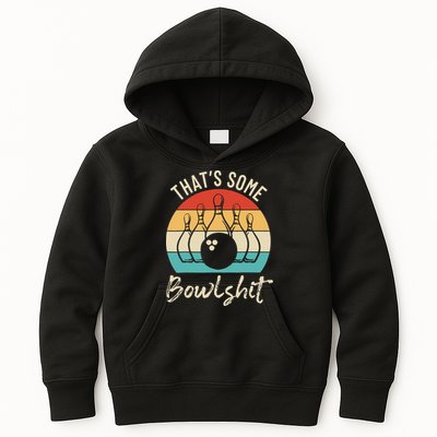 Bowling Thats Some Bowlshit Retro Bowling Lovers Bowler Kids Hoodie