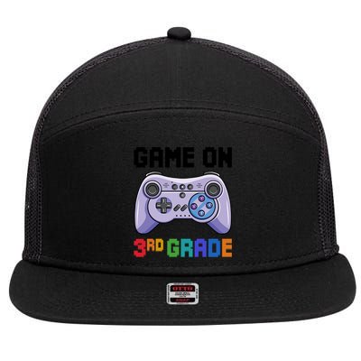 Back To School Game On 3Rd Grade Gaming First Day Of School Meaningful Gift 7 Panel Mesh Trucker Snapback Hat