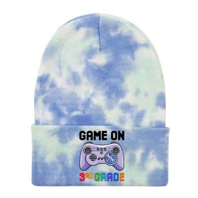 Back To School Game On 3Rd Grade Gaming First Day Of School Meaningful Gift Tie Dye 12in Knit Beanie