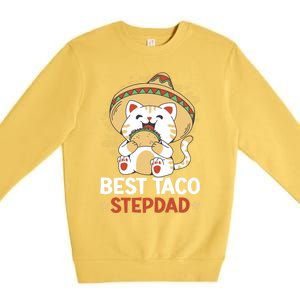 Best Taco Stepdad With A Cat For Father's Day Gift Premium Crewneck Sweatshirt