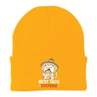 Best Taco Stepdad With A Cat For Father's Day Gift Knit Cap Winter Beanie